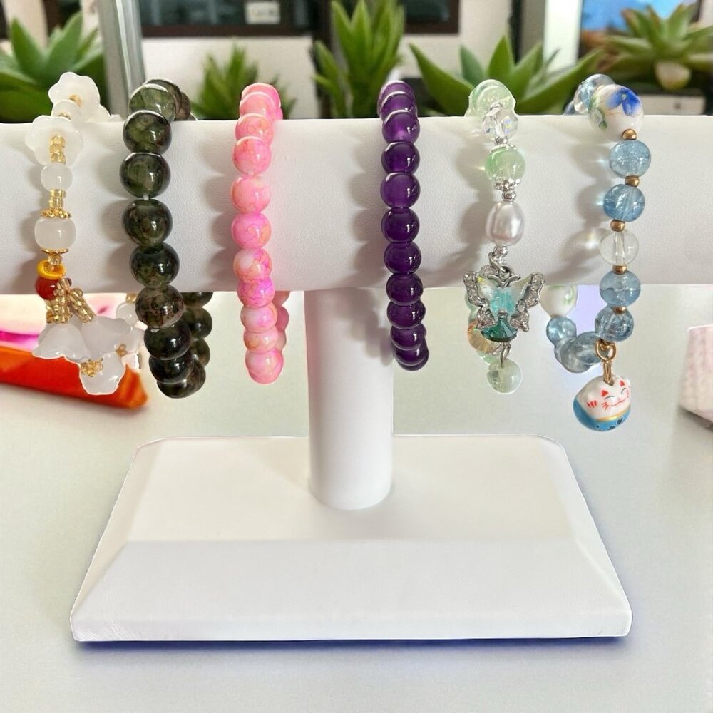Stretch Beaded Bracelets-Lot of 6-Multicolor-Assorted Bead Types